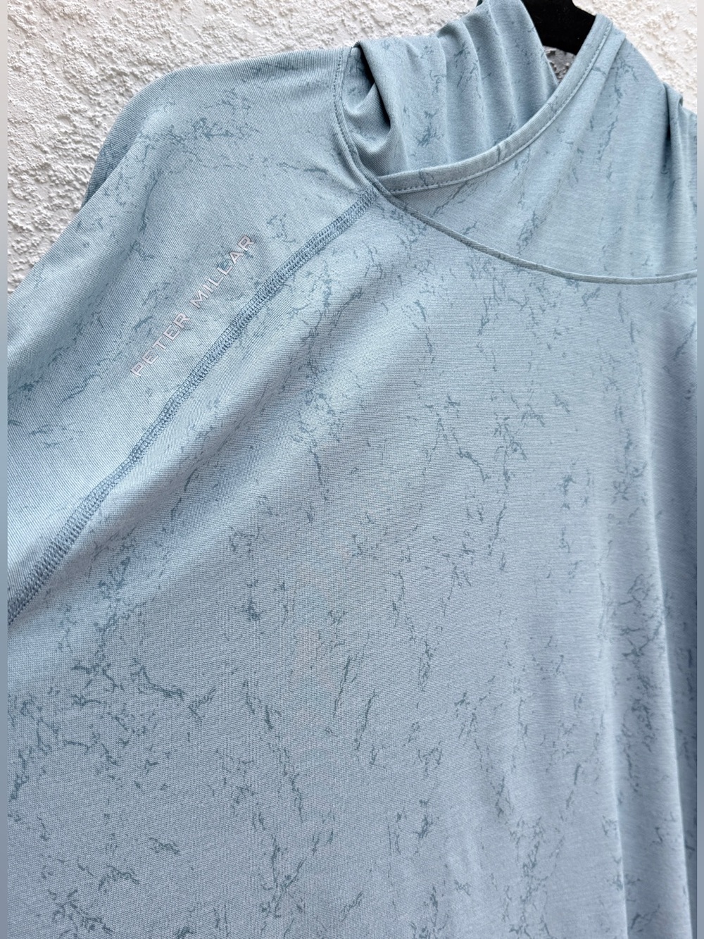 Peter Millar - Light Blue Marbled Long Sleeve Performance Tee Sun Shirt UPF 50 - Picture 3 of 6